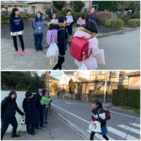 写真：小中合同あいさつ運動の様子1