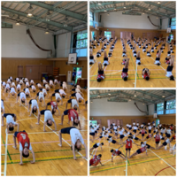 写真：6年生　組体操の練習2