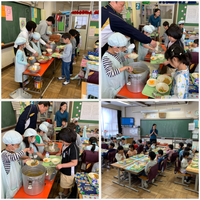 写真：1年生給食開始2