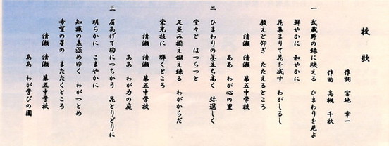 写真：清瀬第五中学校校歌