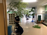 写真：七夕の木を設置する様子2