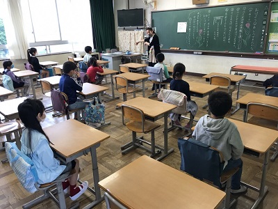 写真:学校再開 教室の様子