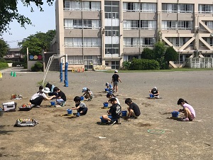 写真:ミニトマト植えの様子