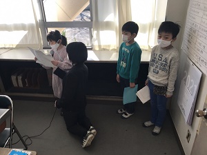 終業式代表あいさつの写真