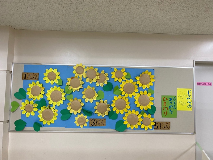 自分の良さを書いたひまわりの花