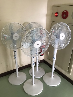 寄付された扇風機の写真