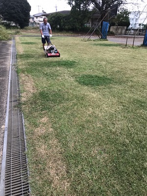 芝生整備の様子