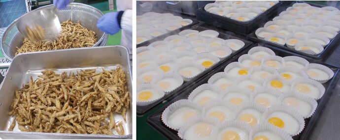 わかさぎのから揚げとナシゴレンにのせる目玉焼き調理写真