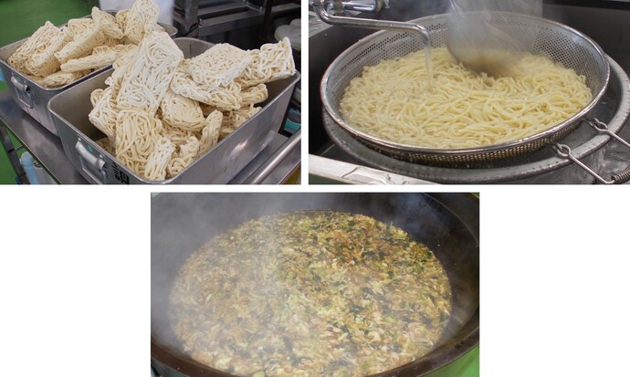 肉野菜うどん調理写真