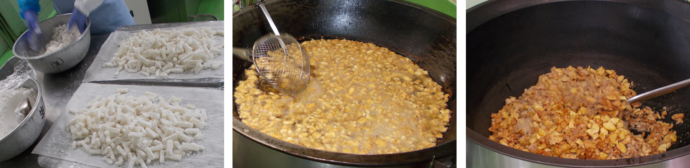 イカとじゃが芋のごまがらめの調理