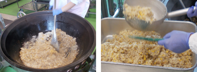 釜焼きビビンバの調理の様子