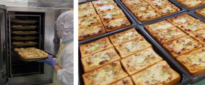 照り焼きチキンピザトーストの調理写真