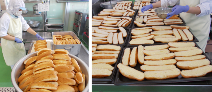 ガーリックトースト調理写真