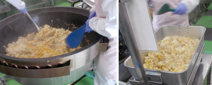 コーンピラフの調理写真