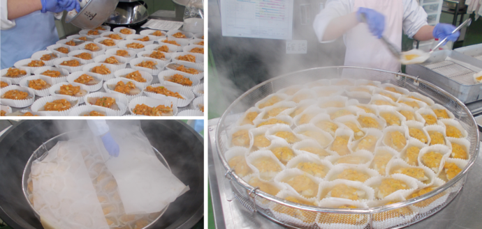 さわらの紅葉蒸し調理写真