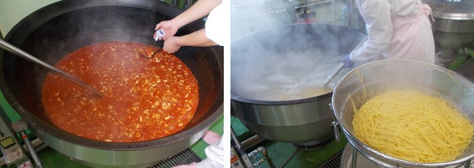 スパゲティペスカトーレ調理写真