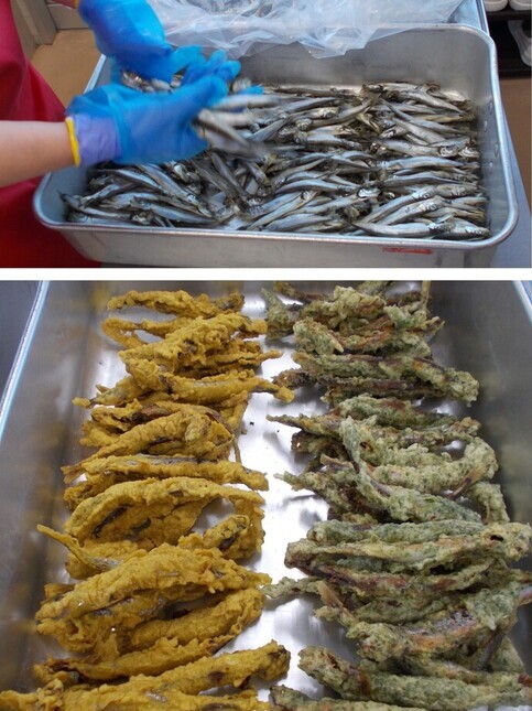 ししゃもの二色揚げ調理写真