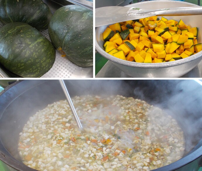 かぼちゃ入り豚汁の調理写真