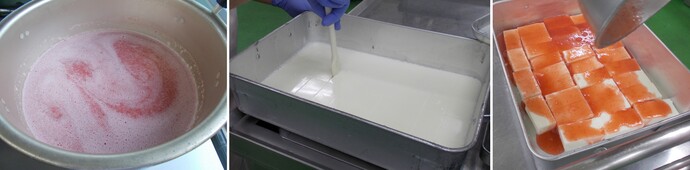 ミルクゼリーいちごソースかけ調理写真