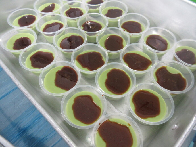 抹茶ゼリー黒みつかけ